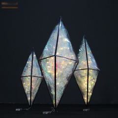 custom Gold metal diamond-shape rhombic Road Lead stage decoration event wedding table centerpieces