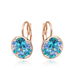 Fashion trendy hot sale amazon women blue Crystal Rhinestone alloy crystal hoop earrings