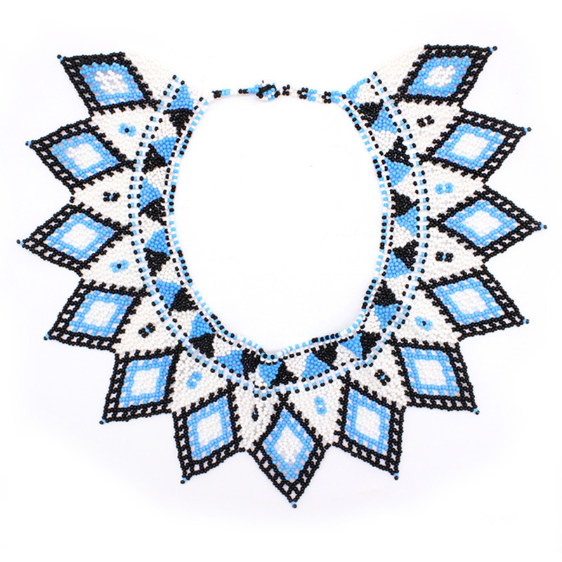 Wholesale Bohemian vintage  African Tribal Handmade Shoulder Purple Statement crystal Beaded Ethnic bib Choker necklace