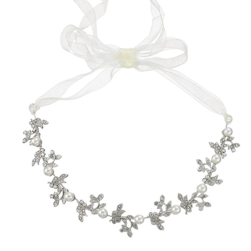 amazon ins fancy custom handmade Crystal rhinestone Bridal wedding head band headband for wedding with pearl