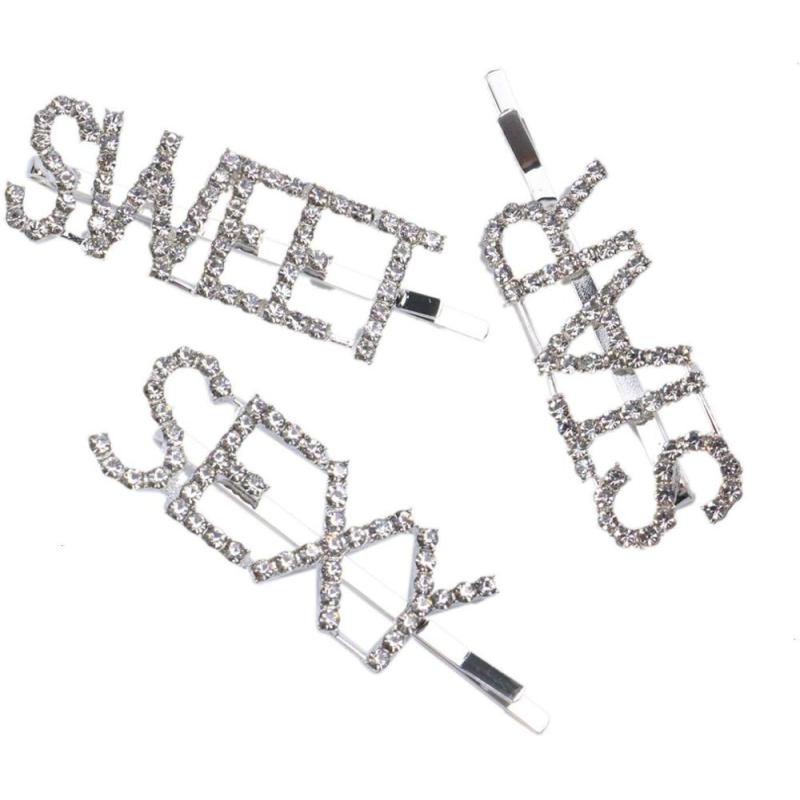 Custom Bling Word Hair Clip Accessories Bridal Crystal Rhinestone Paved Letter Hair Pin Custom Bling Word Hair Clip Accessories Bridal Crystal Rhinestone Paved Letter Hair Pin