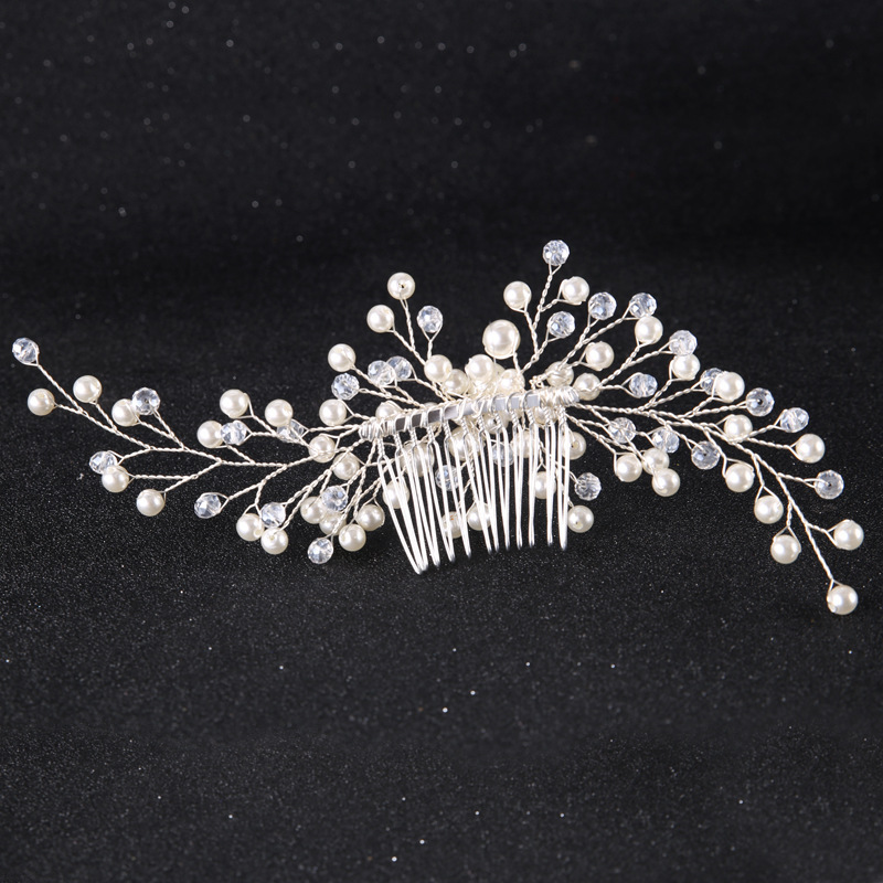 Luxury silver pearl crystal  hair accessories wedding bridal hair combs