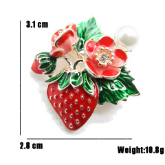 New Fashion Jewelry Designer Painted Enamel Strawberry Brooches for Women