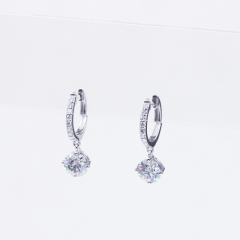 wholesale price 925 sterling silver white moissanite stone hoop earrings