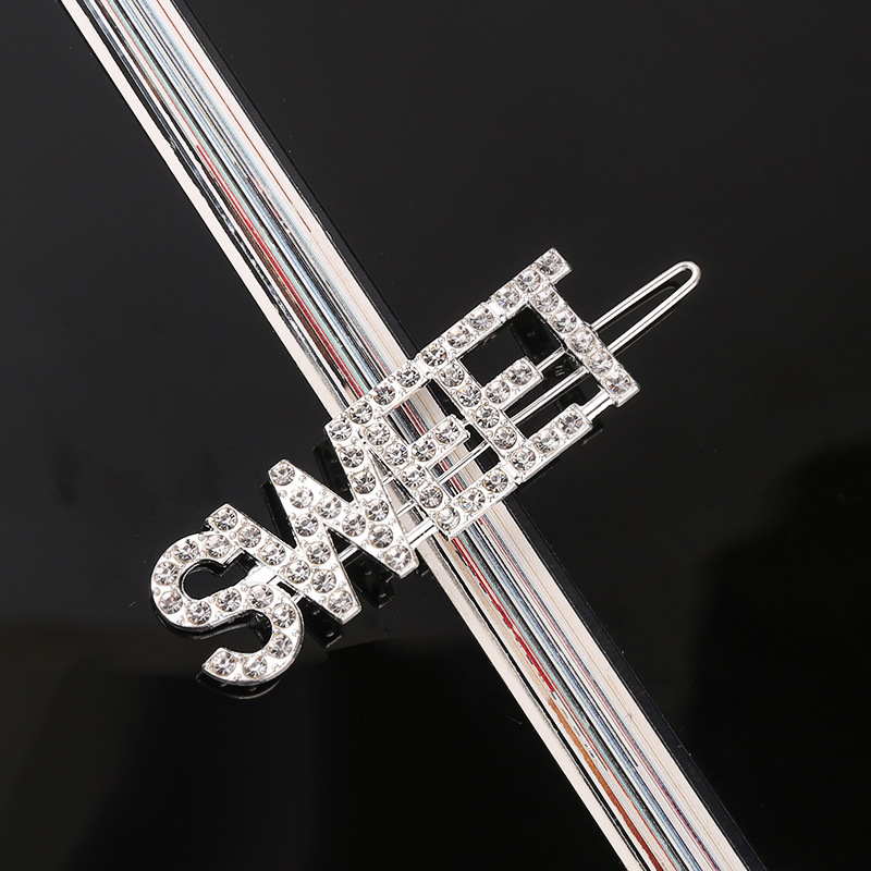 NO SLIP Ins custom girls rhinestone letter alphabet hair clips for women NO SLIP Ins custom girls rhinestone letter alphabet hair clips for women