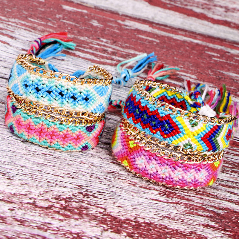 Amazon Selling Beach Bohemia Friendship Chain Colorful Hand Woven Bracelets Amazon Selling Beach Bohemia Friendship Chain Colorful Hand Woven Bracelets