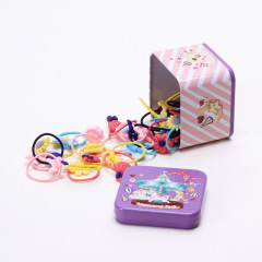 40pcs baby girls pink cotton flower adjustable elastic hair tie hair band