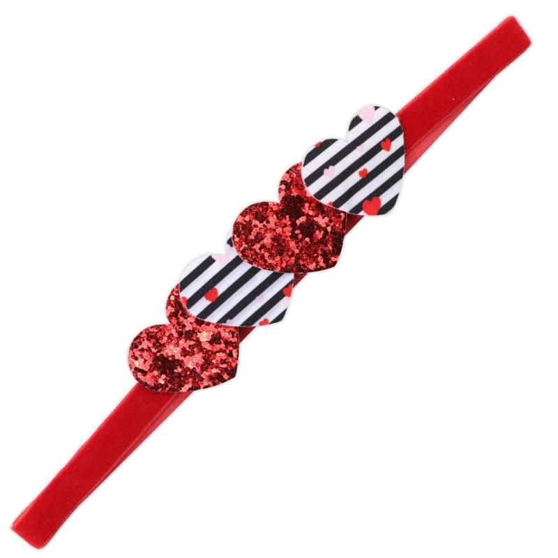 Manufactory bulk printed star heart headwear red sequin fabric bow hair band headband sets for baby Manufactory bulk printed star heart headwear red sequin fabric bow hair band headband sets for baby