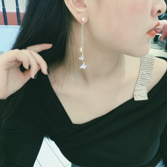 Ladies s925 silver needle earrings long luxury zircon butterfly tassel earrings Ladies s925 silver needle earrings long luxury zircon butterfly tassel earrings
