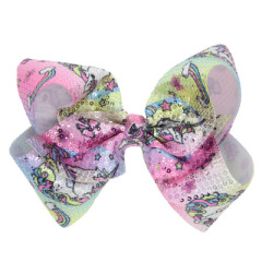2020 Shining laser sequin unicorn  bows knot hair clips for girls hair accessories