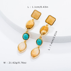Wholesale natural magnesite alloy geometric type earring accessories ladies earring