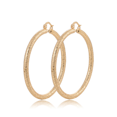 Trendy  women circle round  plating 18k gold fashion copper frosted earrings