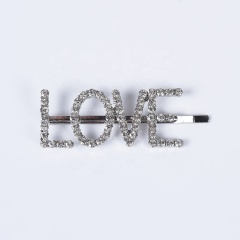 2020 Autumn and winter words hair clip flash geometric letters rhinestone crystal hairpin LOVE word hair clip