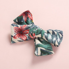 Amazon hot sale Printed multicolor children's fabric baby bow hair clips