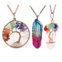 3pcs Amazon ins Handmade Charms Tourmaline Natural crystal Stone tree of life Round Pendant Necklace Jewelry for women 3pcs Amazon ins Handmade Charms Tourmaline Natural crystal Stone tree of life Round Pendant Necklace Jewelry for women