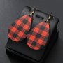 Fashion Colorful Creative Simple Two-sided Teardrop  Lattice Pattern Leather Hook Earrings