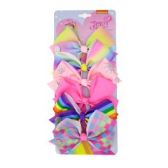 2020 Amazon INS Hot Jojo Siwa 5-inch Printing Ribbon Bow Hair Clip Jojo Bows