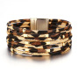 Wholesale Fashion Multilayer Wide jewelry Leopard Leather Bracelet For Women Wholesale Fashion Multilayer Wide jewelry Leopard Leather Bracelet For Women