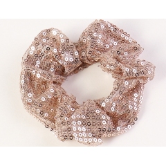 Amazon hot sale women girls handmade knitted sequins elastic hair scrunchies