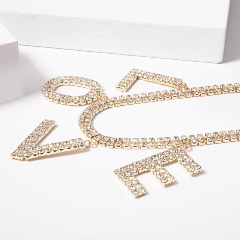 wholesale jewelry bling bling chain crystal LOVE letter choker for women