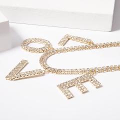 wholesale jewelry bling bling chain crystal LOVE letter choker for women