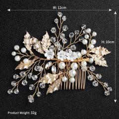 Hot crystal gold wedding jewelry women pearl bridal hair accessories combs