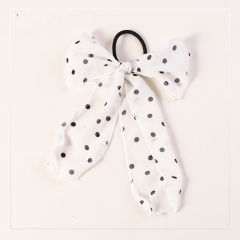 wholesale custom elastic printed flower ribbon bow hair ties for girls