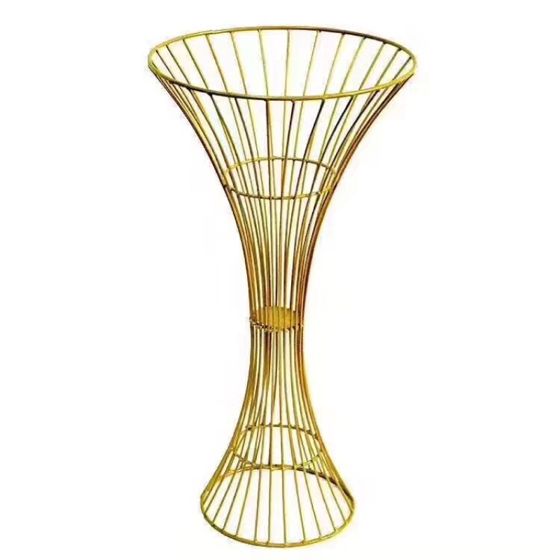 custom Gold metal Road Lead Flower Vase Stand for Wedding Centerpiece Decoration