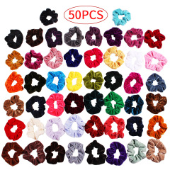 custom 2020 trend Eco friendly ins amazon 50 color elastic hair bow tie scrunchies velvet pack set for hair custom 2020 trend Eco friendly ins amazon 50 color elastic hair bow tie scrunchies velvet pack set for hair