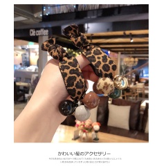 Simple korean elastic head ropes leopard print hair tie bracelet diy for female