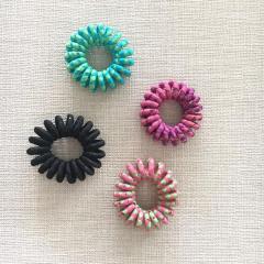 Eco friendly hair scrunchie satin black elastic telephone wire hair tie