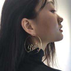 New fashion personality geometric exaggerated temperament circle letter earrings