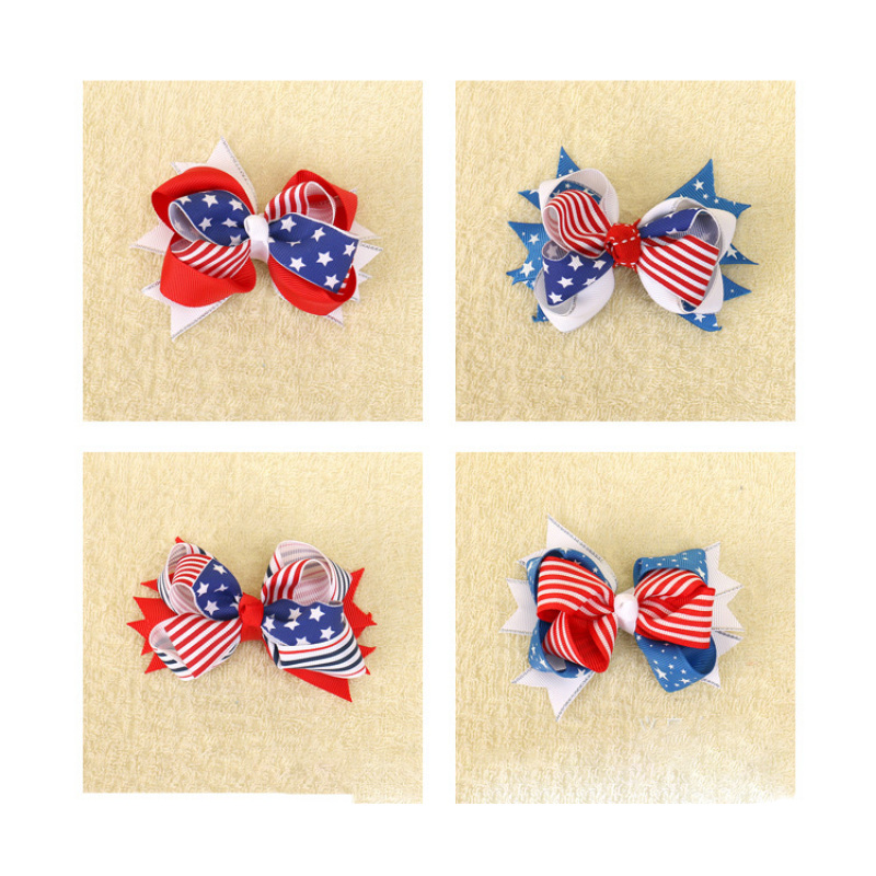 wholesale  American National Flag Children's Bow Hair Clip Hairpin hair accessories