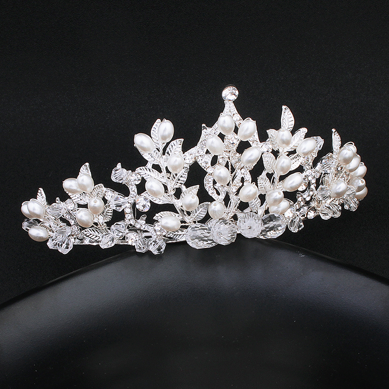 New dsgin silver pearl wedding crystal bridal tiaras and crowns for girls