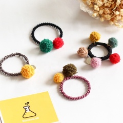 2020 New design autumn and winter cute hair ropes ball elastic hair tie for kids