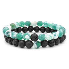 2Pcs/Set Couples Distance Classic Natural Stone Beaded Bracelets for Men Women