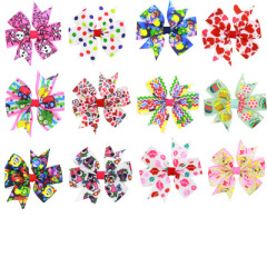 15 Color wholesale boutique hairbows baby girls printed hair clip for girls hair accessories