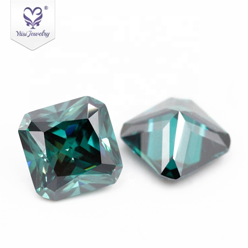 Cheap synthetic green moissanite 2 carat emerald cut diamond for accessories