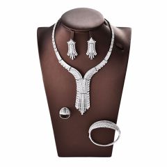 many designs fashion luxury copper Bridal wedding party jewelry zircon set
