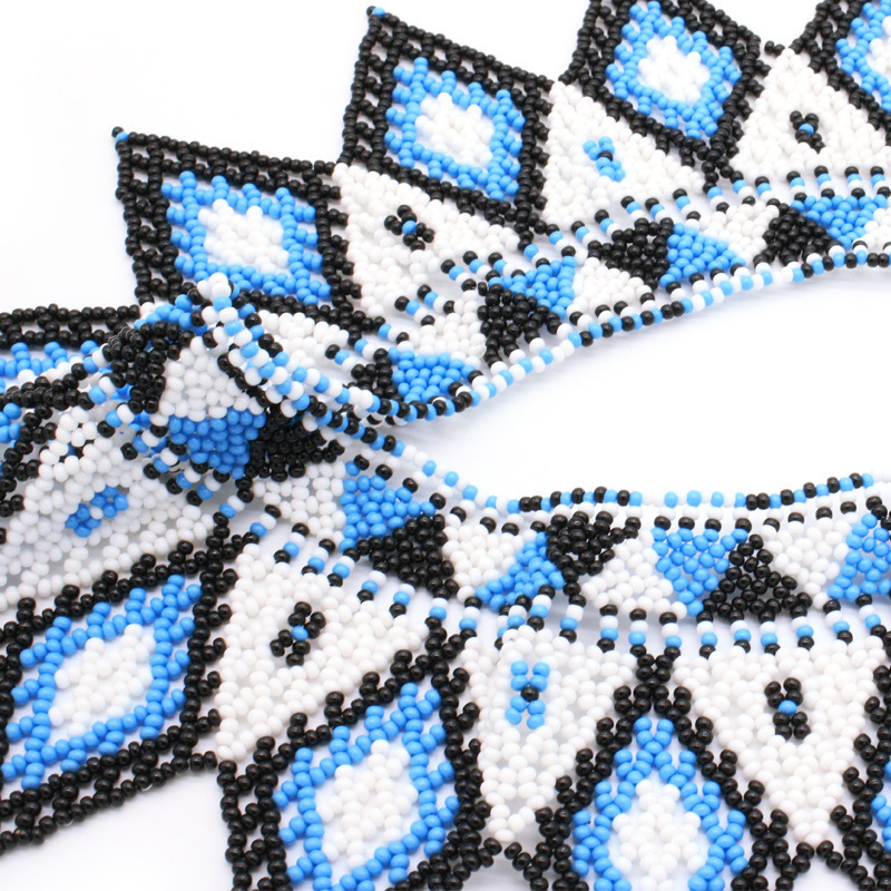 Wholesale Bohemian vintage  African Tribal Handmade Shoulder Purple Statement crystal Beaded Ethnic bib Choker necklace