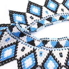 Wholesale Bohemian vintage African Tribal Handmade Shoulder Purple Statement crystal Beaded Ethnic bib Choker necklace