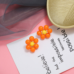 Bohemian style fashion porcelain beads acrylic flower newest stud earring