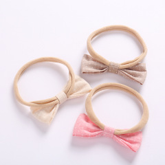 Amazon ins princess cute bowknot stylish elastic hairband plain baby headband for girls hair accessories