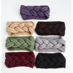 Winter warm new women braid crochet hair accessories wool knit headband