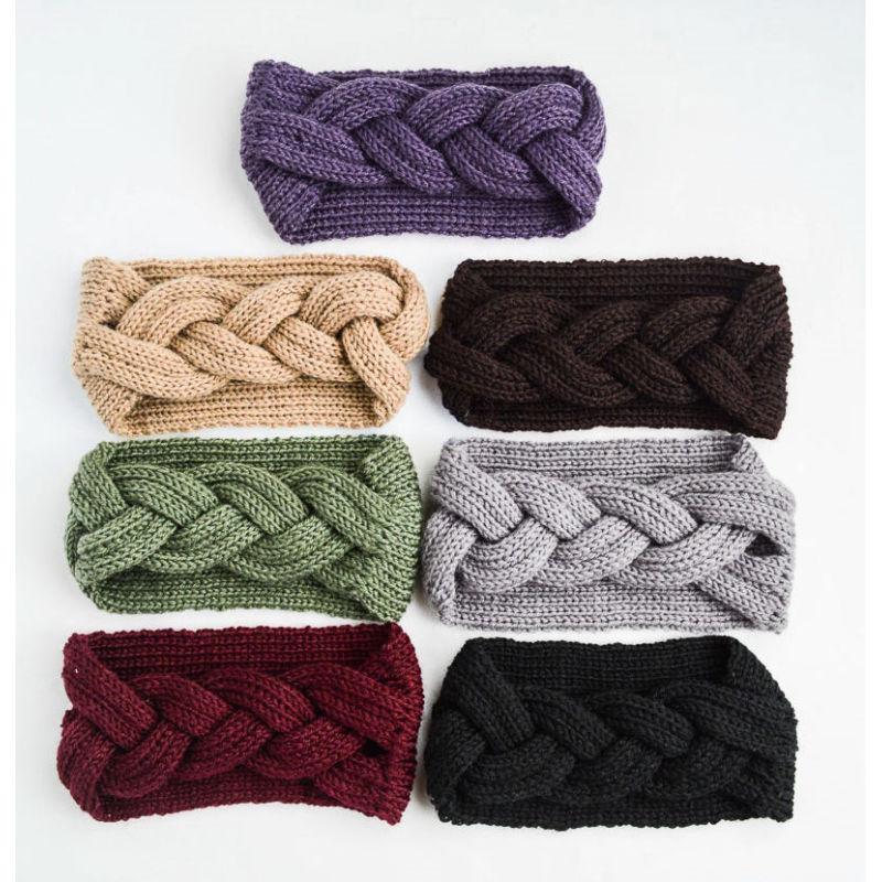 Winter warm new women braid crochet hair accessories wool knit headband