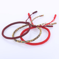 Fashion Red Color Tibetan Buddhist Handmade Lucky Rope Macrame Bracelet
