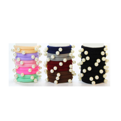 Colorful hair cord Accessories satin Elastic Scrunchy pearl hair bands Colorful hair cord Accessories satin Elastic Scrunchy pearl hair bands