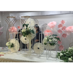 custom Gold metal Road Lead stage showwindow display wedding square 4sets flower stand