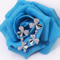 Simple clover 925 sterling silver platinum moissanite drop earrings for women