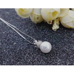 Korean fashion valentine's day christmas gift jewelry silver women 925 pearl long necklace